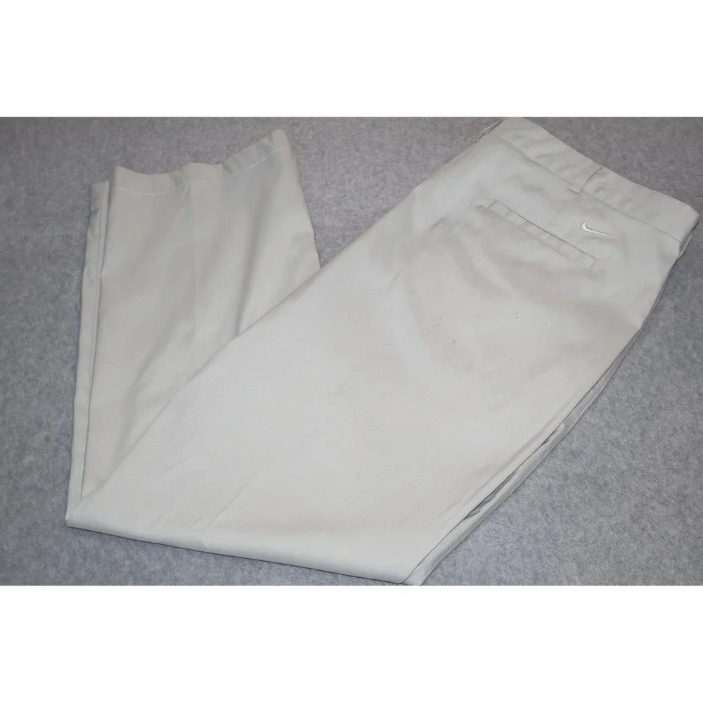 Nike Golf Pants Mens 42x32 Khaki Dri-Fit Flat Performance Chino Polyester **